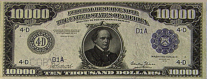 U.S. Ten Thousand Dollar Bill - 1934 $10000 USD Treasury Note