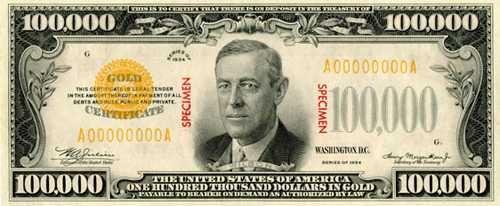 $100,000 Bill | Museum of American Finance